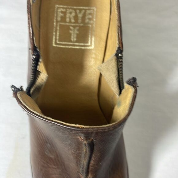 Frye Sacha Moto Brown Leather Boots Polished Finish Classic Design Size 8.5 - Picture 5 of 12